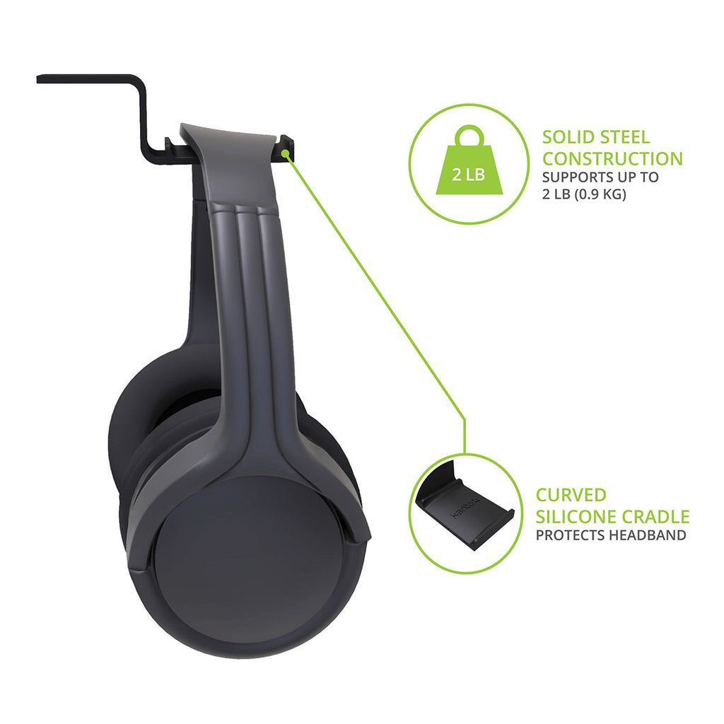 Kanto HH Steel Under Desk Headphone Hook (Black)