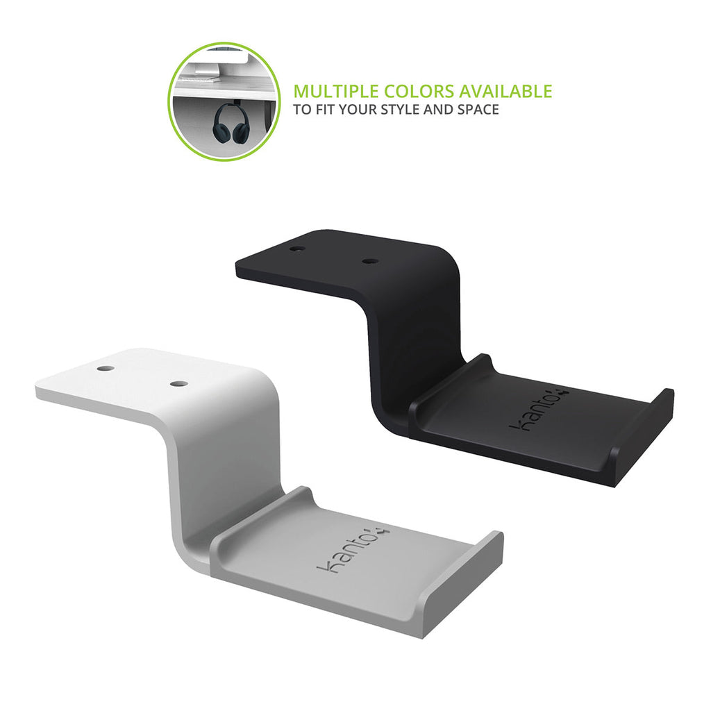 Kanto HH Steel Under Desk Headphone Hook (White)