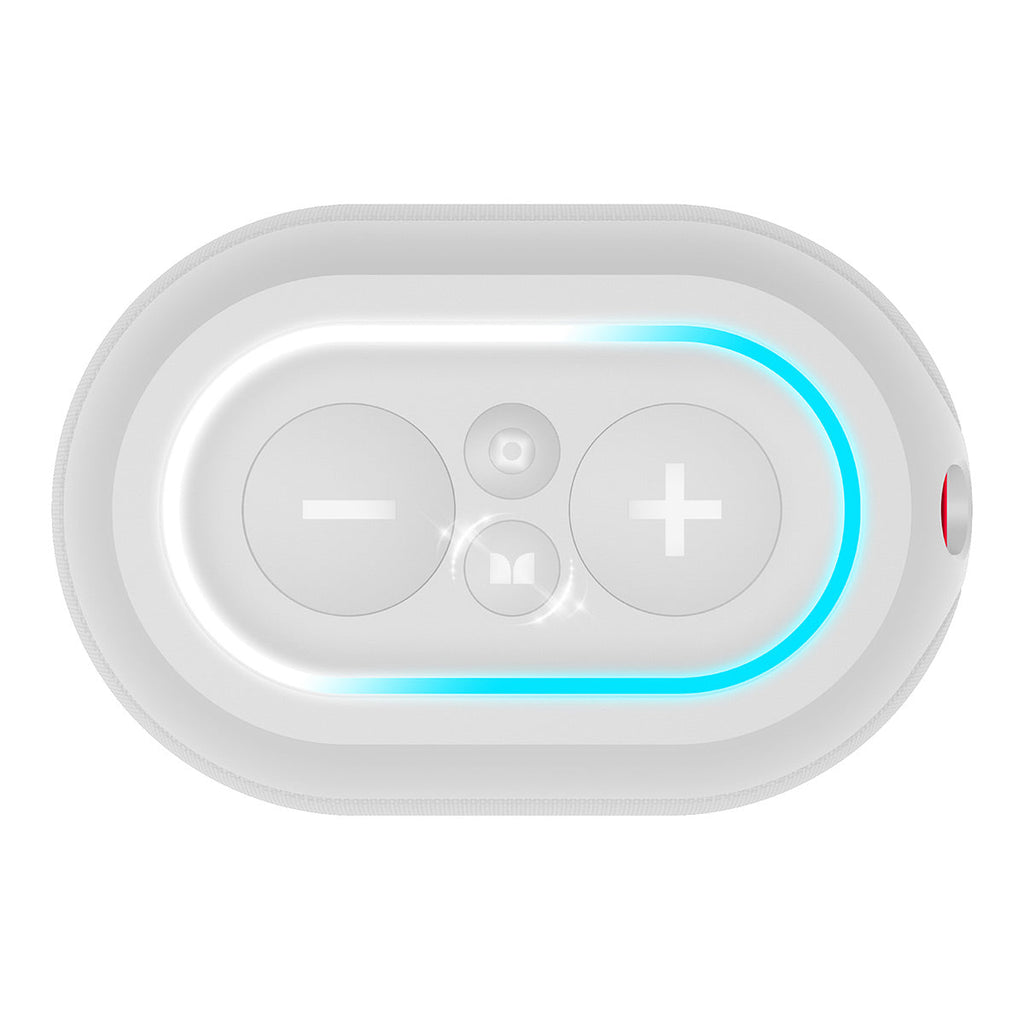 Monster DNA One Waterproof Portable Bluetooth Speaker with Omnidirectional Sound & Qi Wireless Charging Base (White)