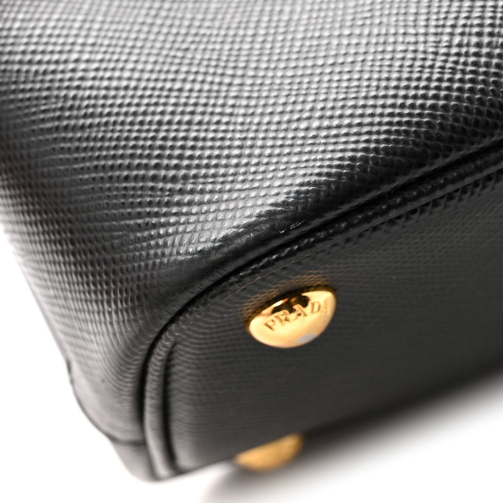 Saffiano Cuir Medium Panier Bucket Bag Black Fuoco
