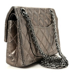 Aged Calfskin Quilted 2.55 Reissue Mini Flap Dark Silver