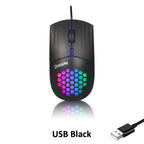 USBWired Mouse 1600 DPI RGB Backlit Mice Honeycomb Gaming Mause for Computer iPad Mac Tablet Macbook Air Laptop PC