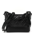 Aged Calfskin Quilted Small Gabrielle Hobo So Black