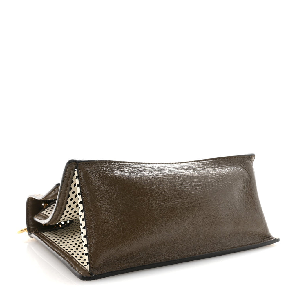 Vitello Liberty Glossy Lambskin F is Fendi Perforated Kan U Shoulder Bag White Ice Rust Maya