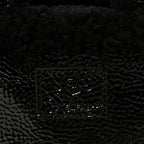 X UGG Crinkle Patent Shearling Small Shopping Bag Black
