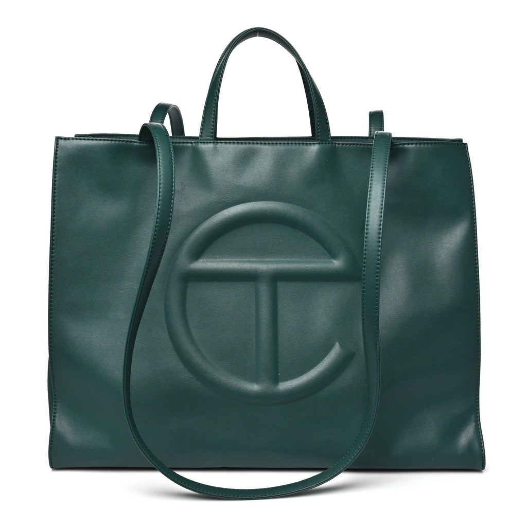 Vegan Leather Large Shopping Bag Dark Olive