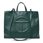 Vegan Leather Large Shopping Bag Dark Olive