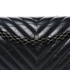 Aged Calfskin Chevron Quilted 2.55 Reissue 225 Flap So Black
