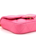 Lambskin Enamel Quilted Mini Chain Belt Bag Pink