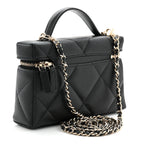 Caviar Quilted Top Handle Slim Vanity With Chain Black