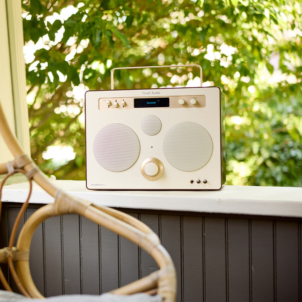 Tivoli Audio Songbook MAX Bluetooth Speaker with Built-In Pre-Amp and Carrying Handle (Cream/Brown)