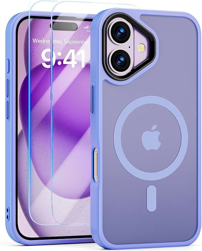 Entronix Bundle Compatible with iPhone 16 Plus - [Magnetic] Translucent Matte Case & 2 Clear Screen Protectors