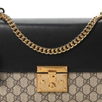 GG Supreme Monogram Calfskin Medium Padlock Shoulder Bag Beige Black Cuir