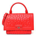 Calfskin Star Quilted Mini Shark Lock Satchel Medium Red