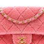 Shearling Tweed Quilted Medium Flap Bag Light Pink