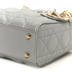 Lambskin Cannage Mini Lady Dior Gray Opaline