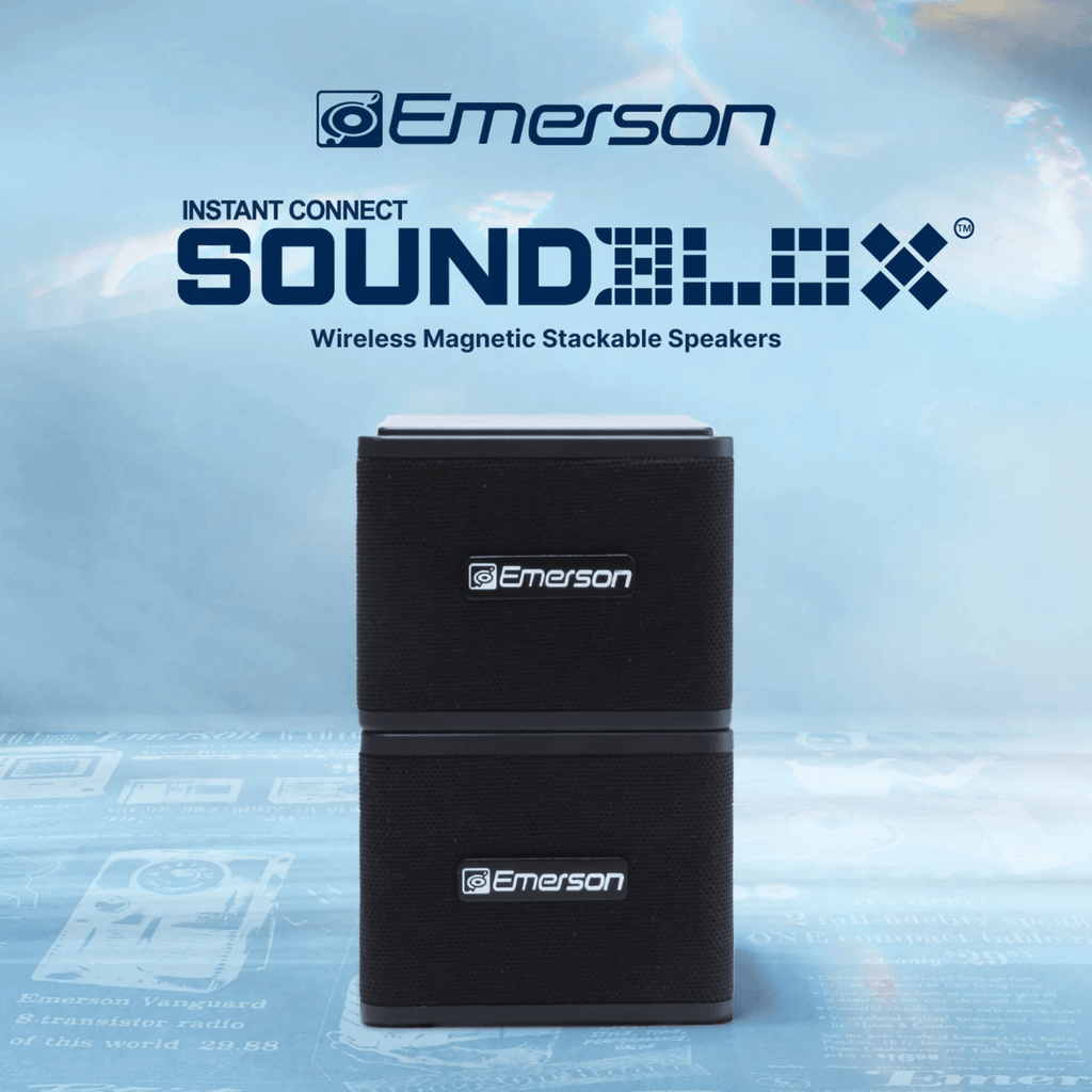 1-Pair Instant Connect Sound Blox Wireless Magnetic Stackable Speakers