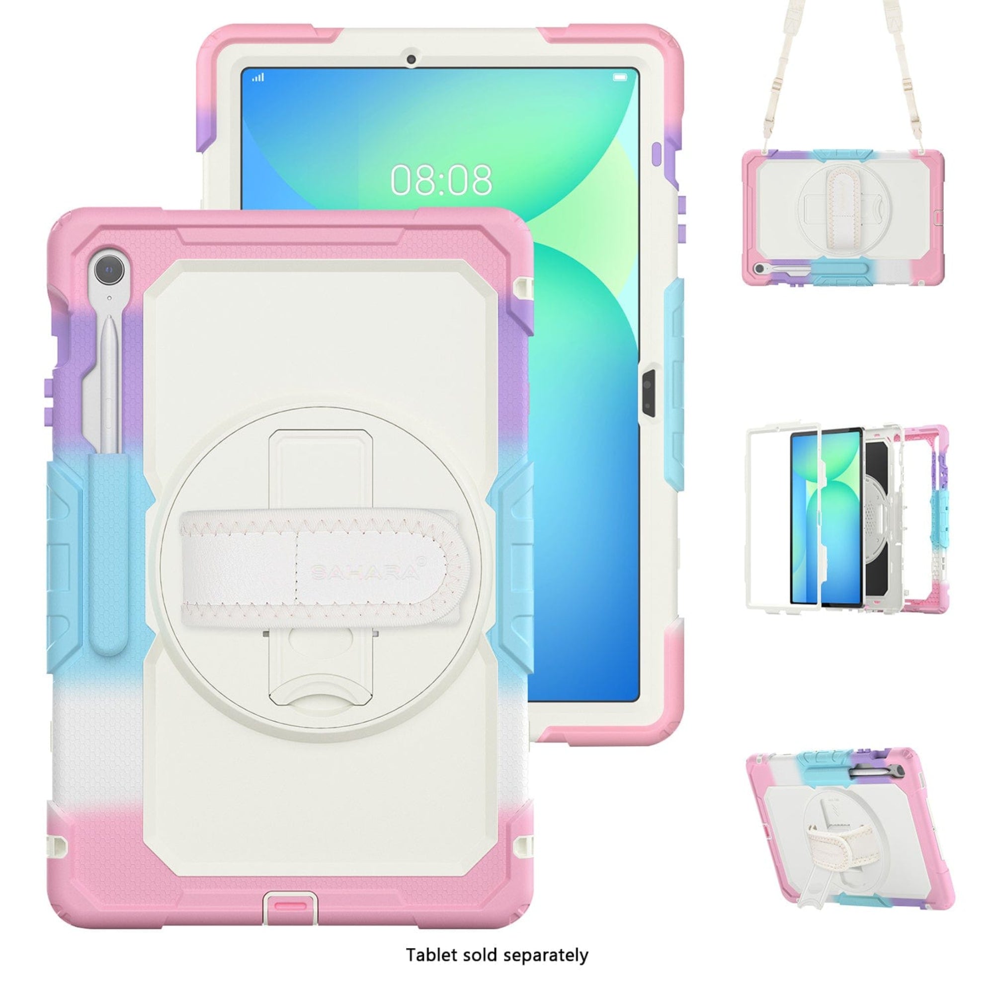 SAHARA - Raider Series Heavy Duty Case with Hand Strap for Samsung Galaxy Tab S10 FE+ - Sunset Sorbet