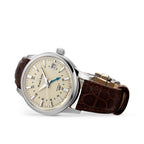 Automatic GMT Elegance | 39mm, Crocodile Leather, Ivory Dial