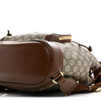 GG Supreme Monogram Azalea Calfskin Retro Interlocking G Buckle Backpack Beige Ebony Brown Sugar