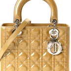 Patent Cannage Medium Lady Dior Beige