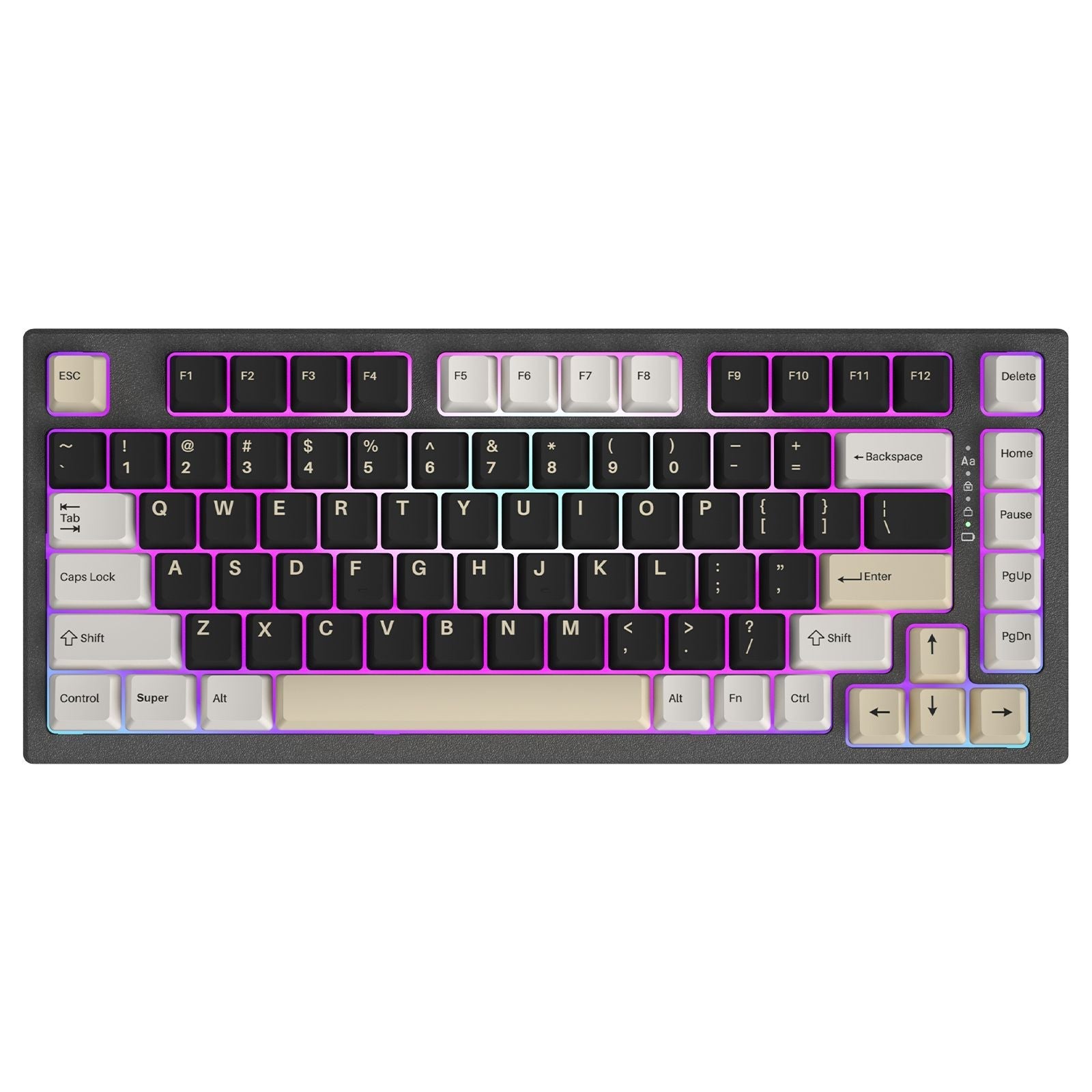 YZ75 75% Hot Swappable Wireless Gaming Mechanical Keyboard, RGB Backlights, BT5.0/2.4G/USB-C, Dye Sub PBT Keycaps for Linux/Win/Mac -black-Gateron Black Switch