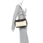 Calfskin Colorblock Mime Single Handle Bag Cream Burgundy Multicolor
