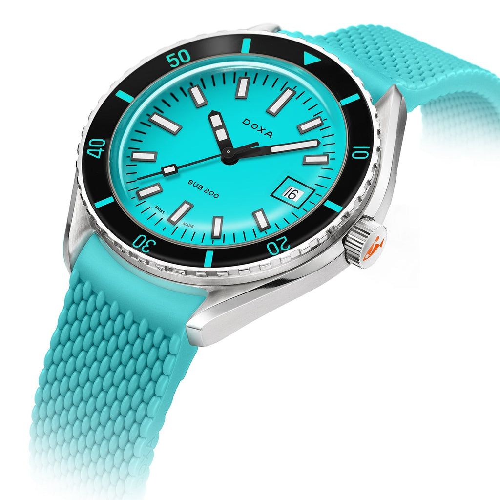 Sub 200 Aquamarine | 42mm, Turquoise Rubber Strap & Dial