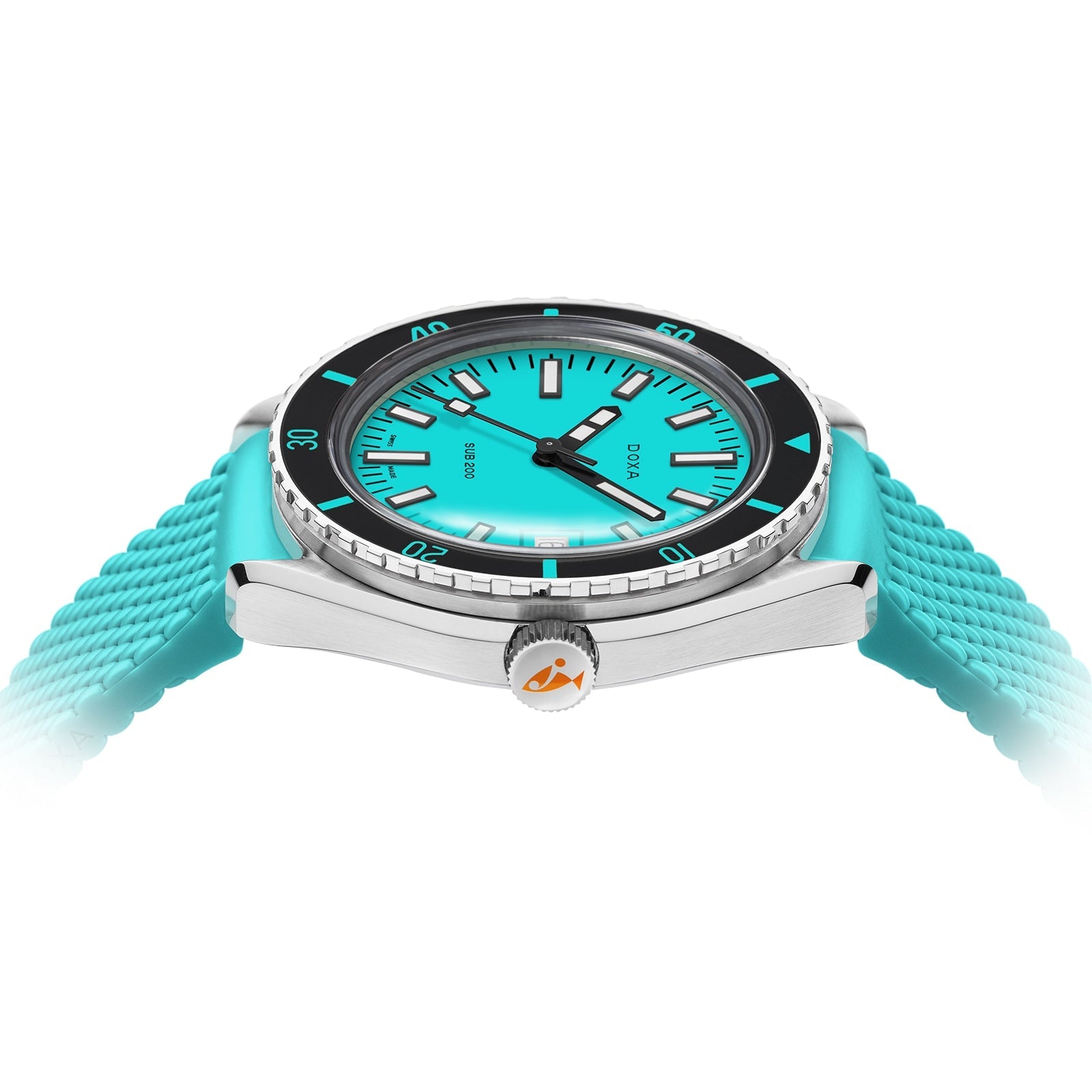 Sub 200 Aquamarine | 42mm, Turquoise Rubber Strap & Dial