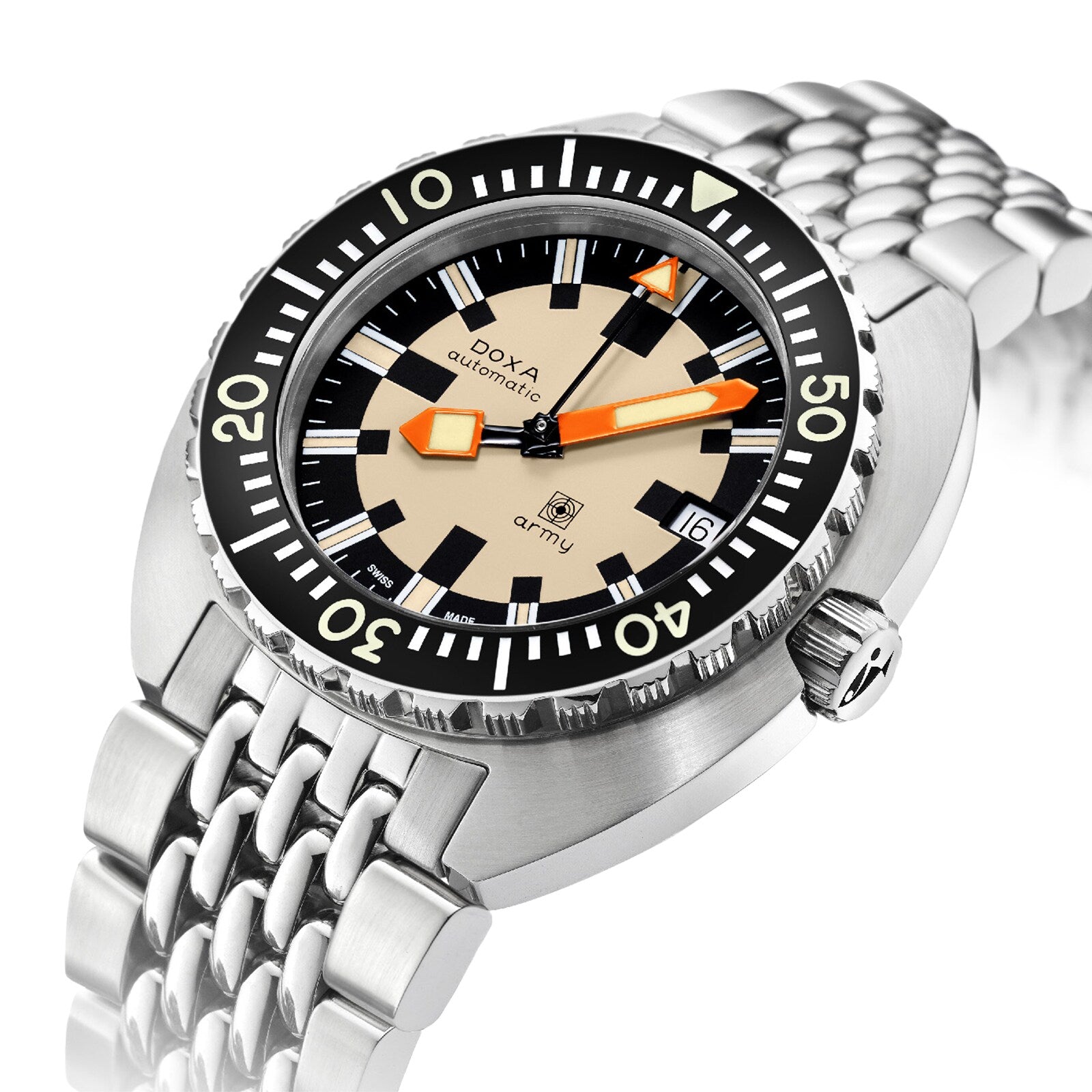 DOXA Army Stainless Steel | 42.5mm, Stainless Steel, Beige Dial