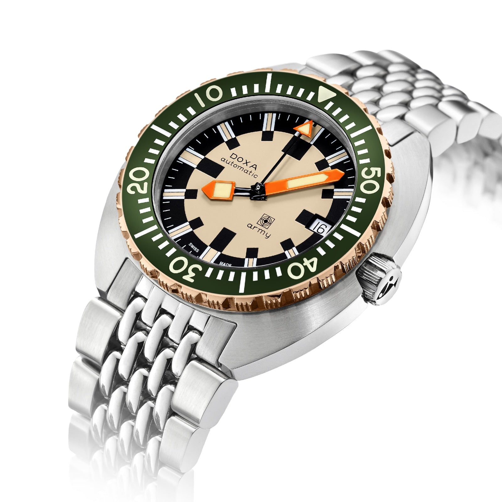 DOXA Army Bronze | 42.5mm, Stainless Steel, Beige Dial