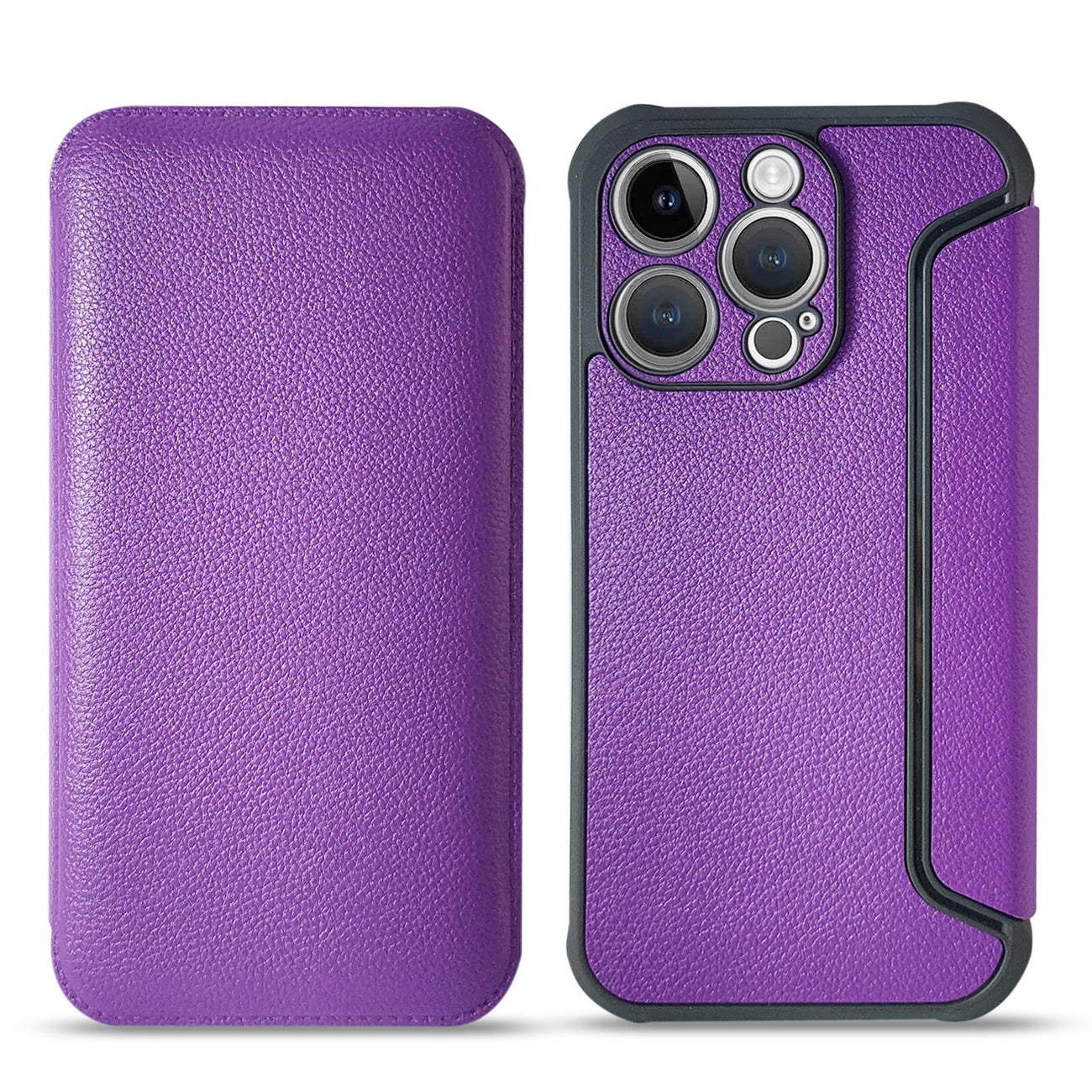Magnetic Wallet Leather Phone Case For Apple Iphone 14 Pro In Purple