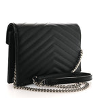 Grain De Poudre Matelasse Chevron Monogram Chain Wallet Black