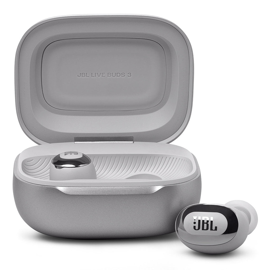 JBL Live Buds 3 Noise-Cancelling Earbuds with Smart Case (Silver)