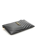 Grain De Poudre Chevron Monogram Large Bill Pouch Black