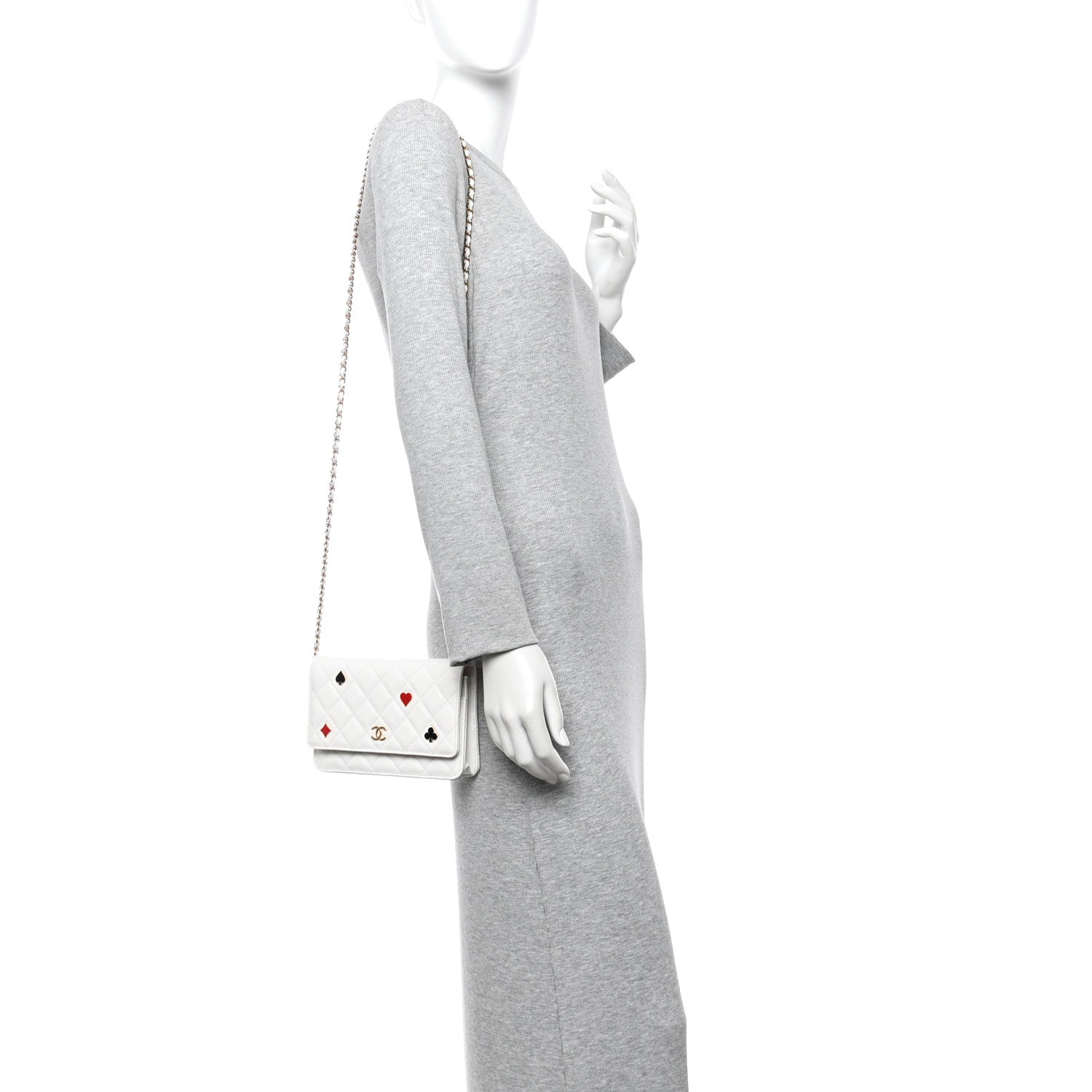 Caviar Quilted Enamel Coco Casino Wallet On Chain WOC White