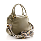 Calfskin Braided Medium Marcie Double Carry Slate Green
