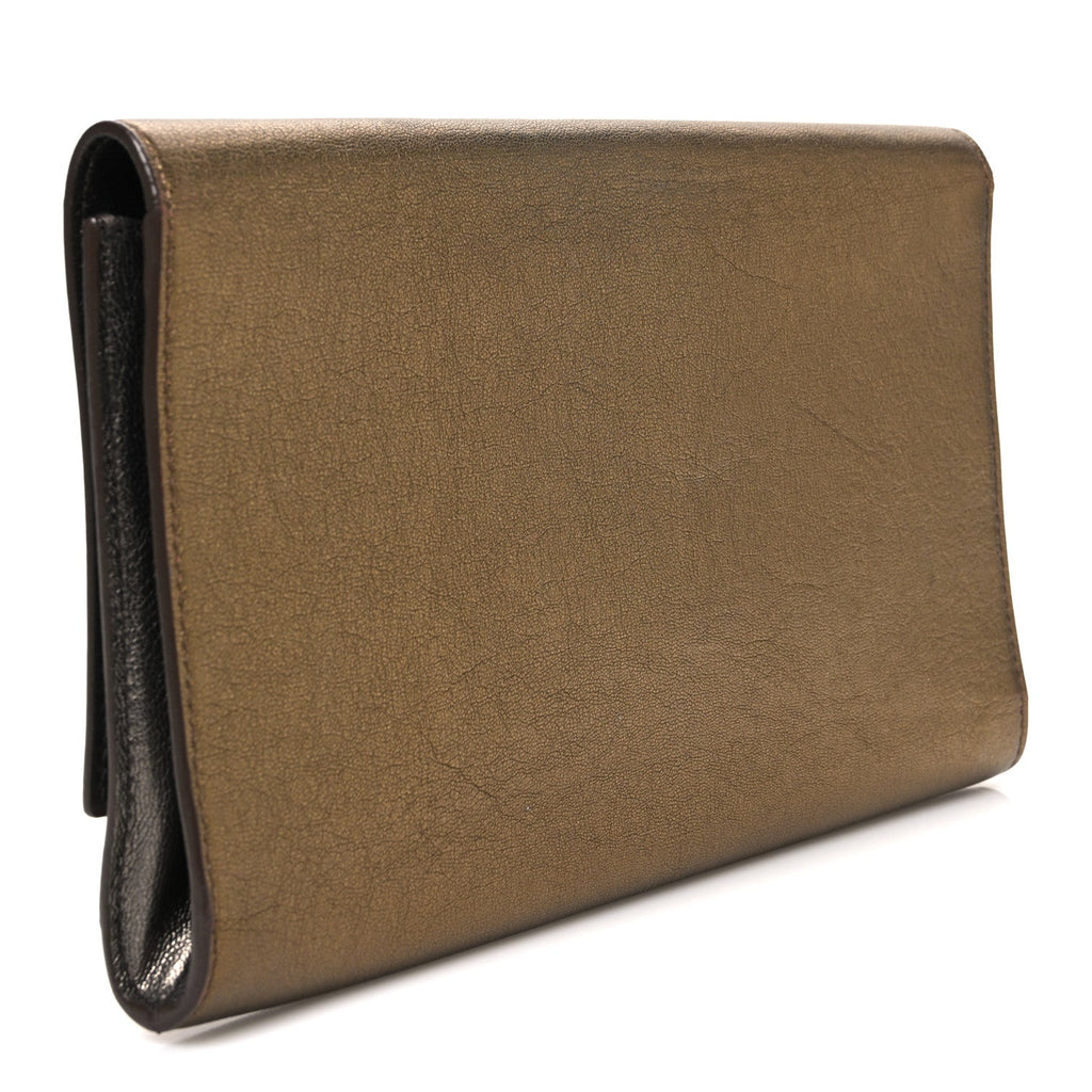 Metallic Calfskin Monogram Large Belle De Jour Clutch  Gold