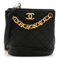 Lambskin Quilted Chaine Lettre Small Bucket Bag Black