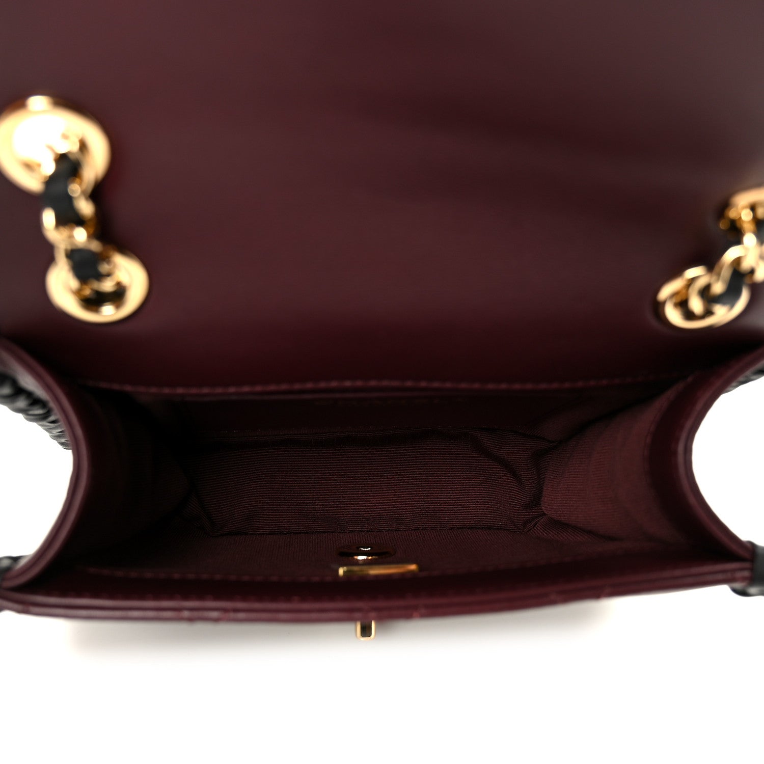 Lambskin Braided Calfskin Mini Flap Bag Dark Burgundy Black