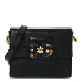Lizard Embossed Crystal Embellished DG Millennials Mini Crossbody Bag Black