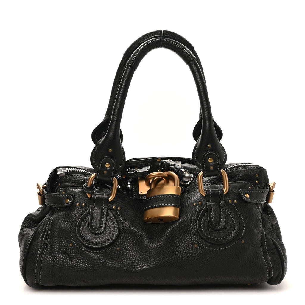 Calfskin Medium Paddington Satchel Black