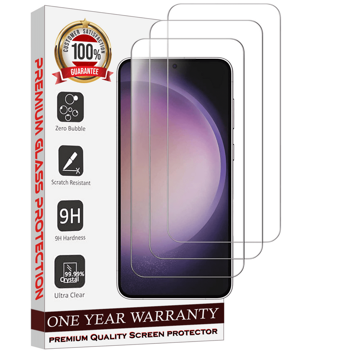 Entronix Clear Screen Protector Compatible with Galaxy S21 - 3-Piece Combo