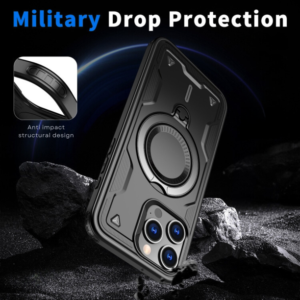 Entronix [Magnetic] Case Compatible with iPhone 16 Pro - Rugged Armor Gripstand