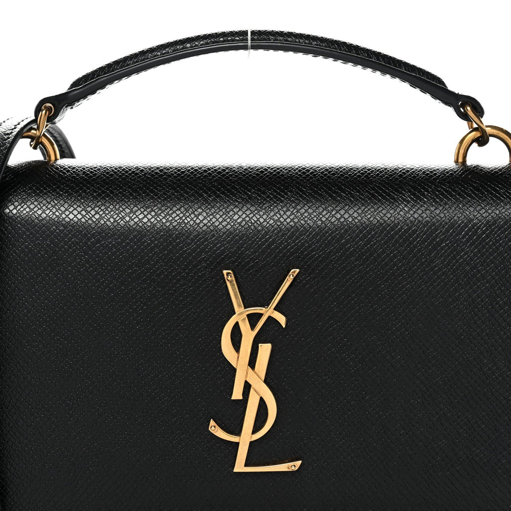 Coated Bark Calfskin Sunset Chain Wallet Black