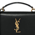 Coated Bark Calfskin Sunset Chain Wallet Black