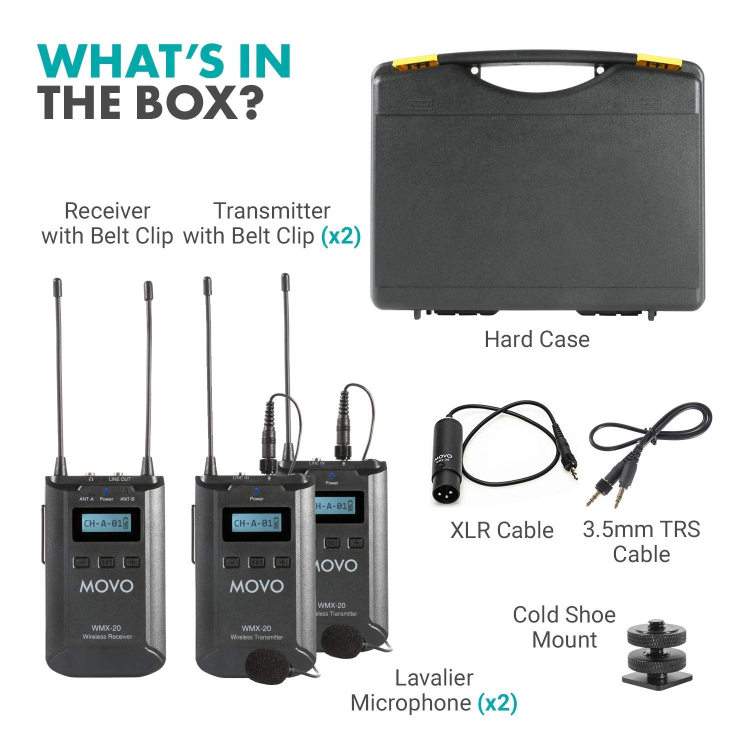 Movo WMX-20-DUO 48-Channel UHF Wireless Mic System