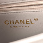 Shiny Aged Calfskin Quilted Nano Kelly Shopper Light Grey
