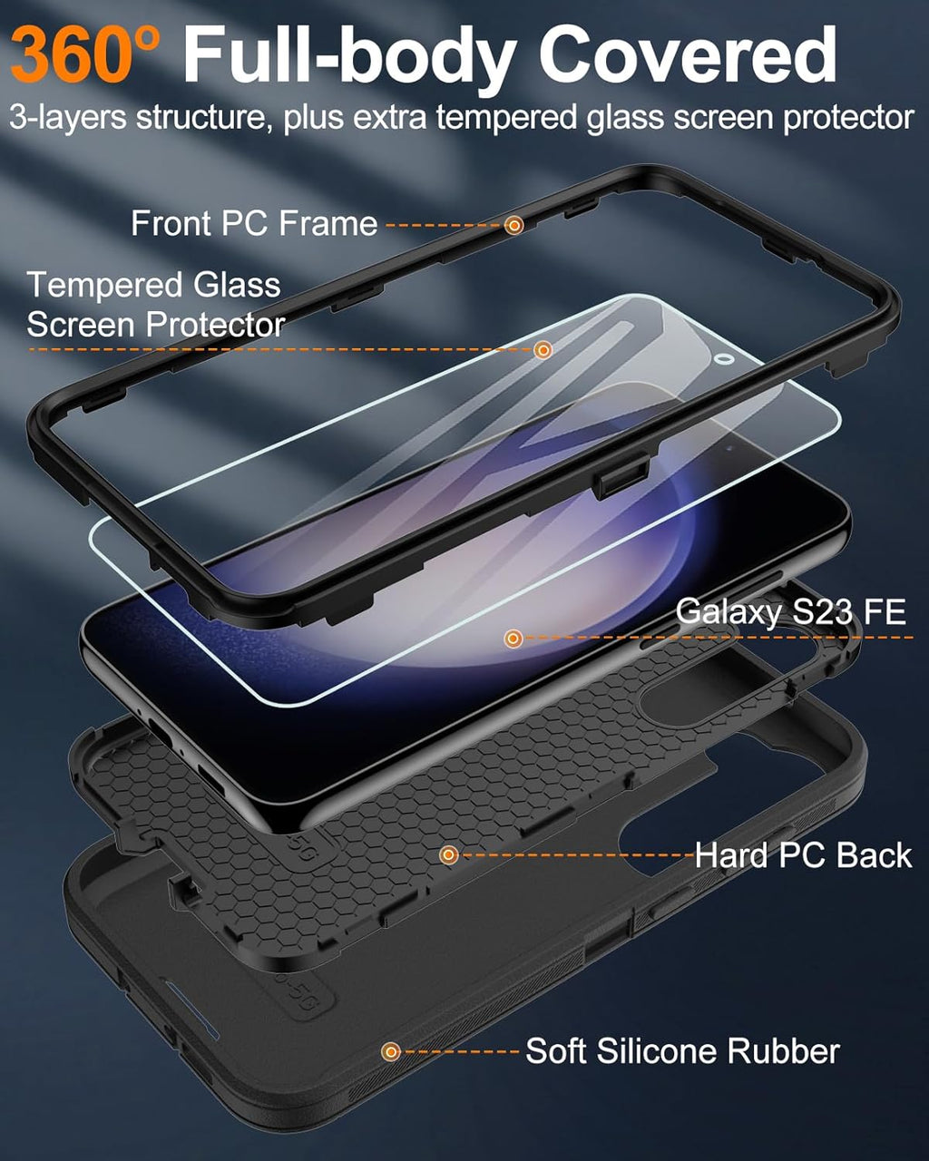 Entronix Bundle Compatible with Galaxy S22 - Heavy Duty Case & 1 Clear Screen Protector