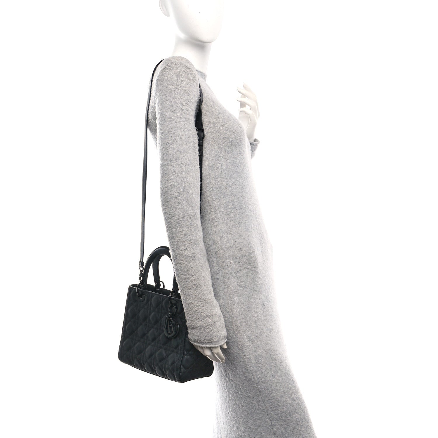 Ultra Matte Calfskin Cannage Medium Lady Dior Black